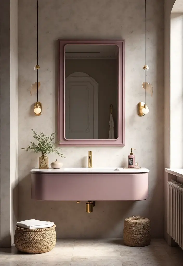 26 Mauve Bathroom Ideas That Add a Soft Romantic Touch - 11. Mauve Mirrors