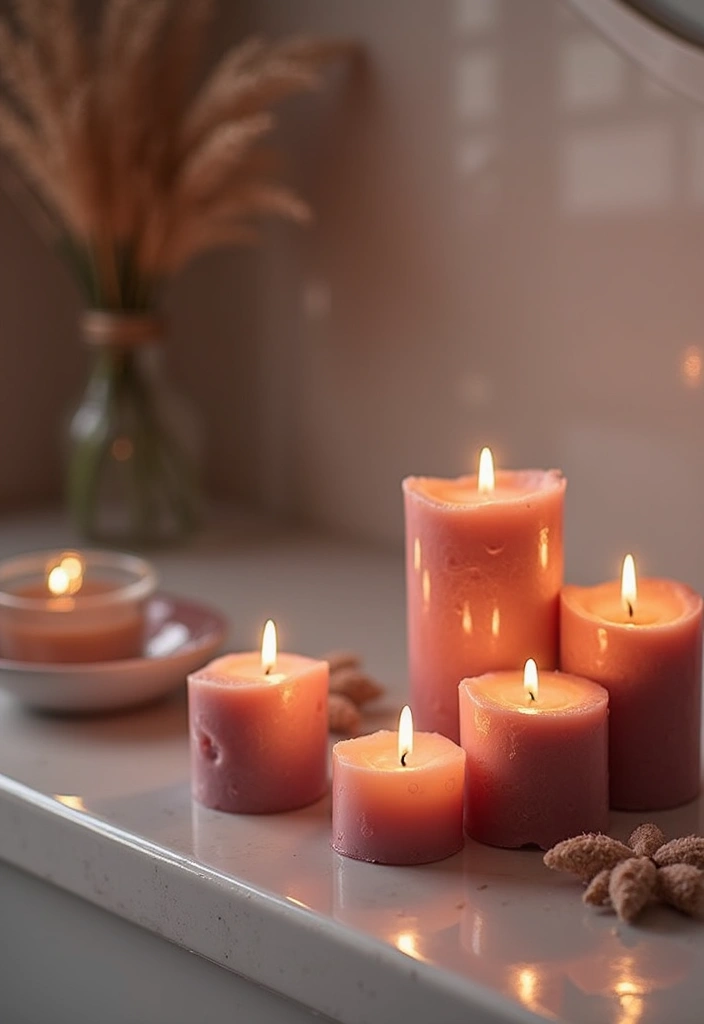 26 Mauve Bathroom Ideas That Add a Soft Romantic Touch - 15. Mauve Scented Candles