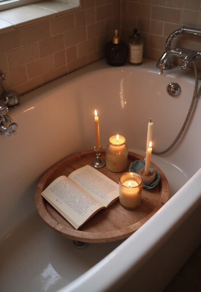 26 Mauve Bathroom Ideas That Add a Soft Romantic Touch - 19. Mauve Bathtub Tray