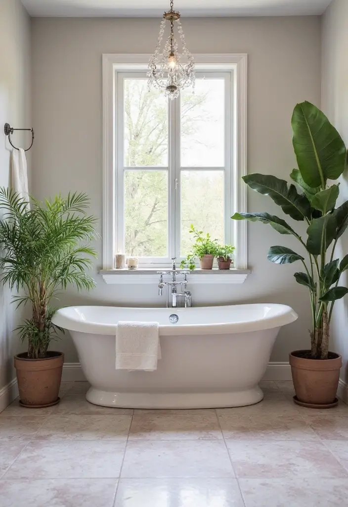 26 Mauve Bathroom Ideas That Add a Soft Romantic Touch - 24. Mauve Accent Plants