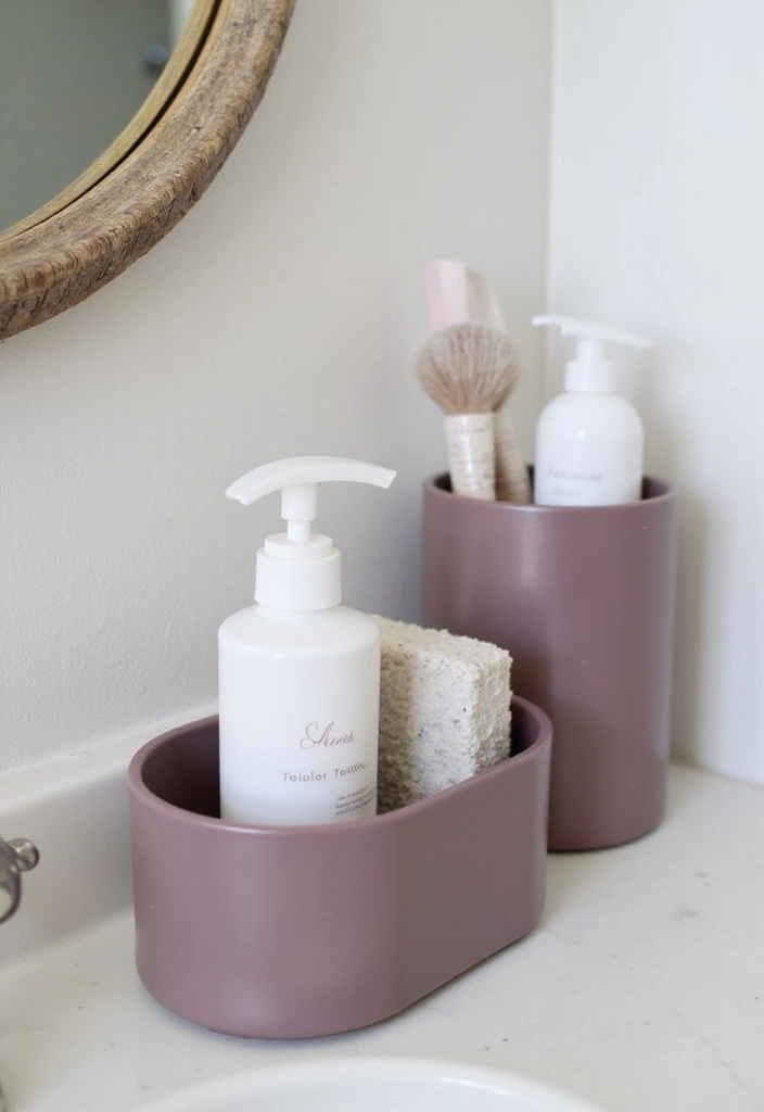 26 Mauve Bathroom Ideas That Add a Soft Romantic Touch - 25. Mauve Toiletry Holders