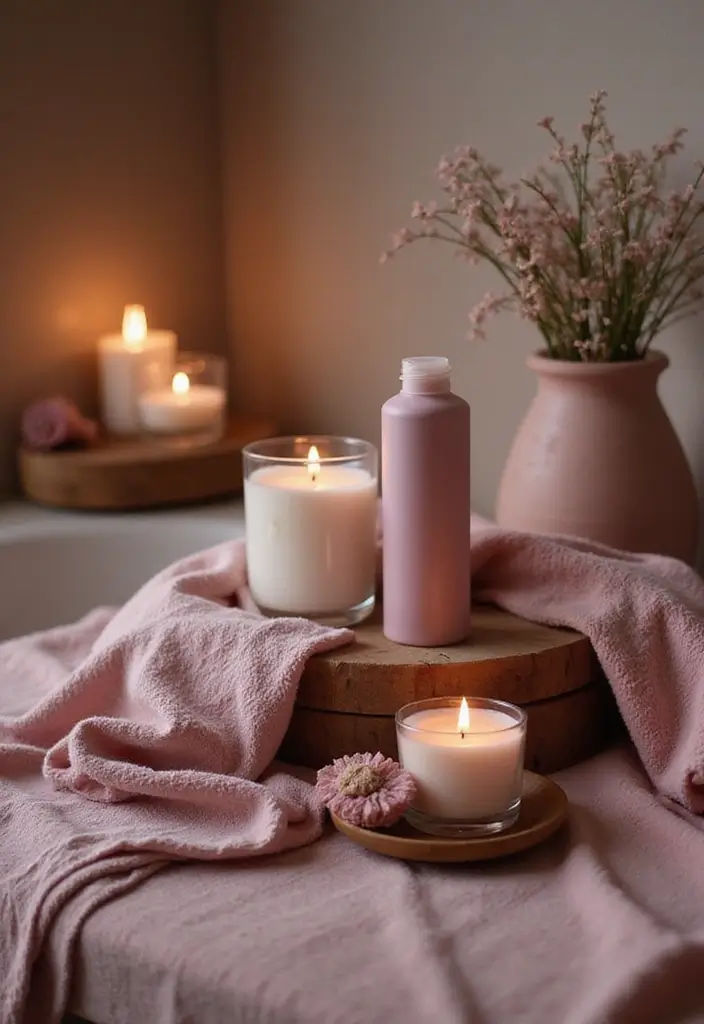 26 Mauve Bathroom Ideas That Add a Soft Romantic Touch - 26. Mauve Themed Spa Treatments
