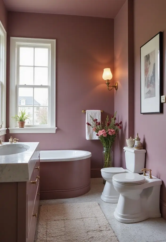 26 Mauve Bathroom Ideas That Add a Soft Romantic Touch - 3. Mauve Paint Shades