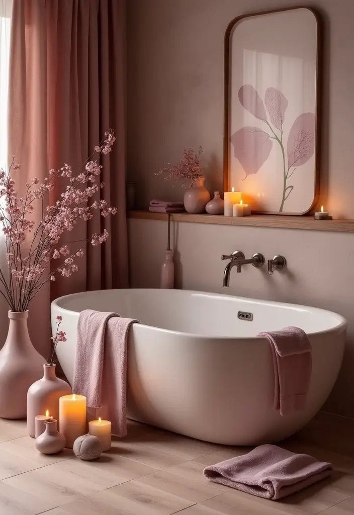 26 Mauve Bathroom Ideas That Add a Soft Romantic Touch - 6. Decorative Mauve Accessories