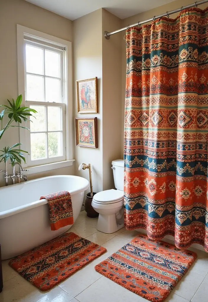 27 African Bathroom Decor Ideas With Cultural Beauty - 1. Bold Tribal Prints