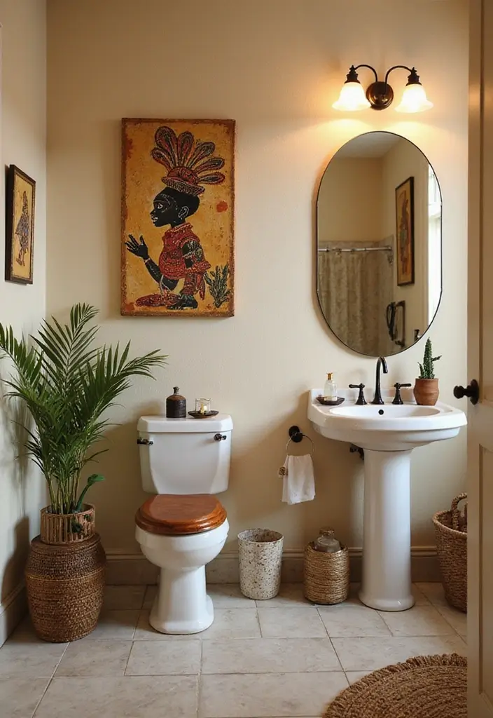 27 African Bathroom Decor Ideas With Cultural Beauty - 12. Cultural Symbolism