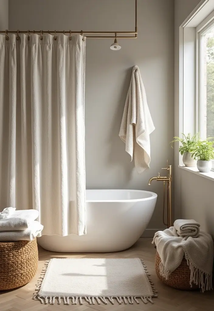 27 African Bathroom Decor Ideas With Cultural Beauty - 16. Layered Textiles