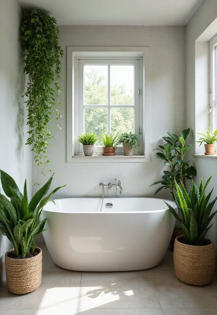 27 African Bathroom Decor Ideas With Cultural Beauty - 18. Plant Life