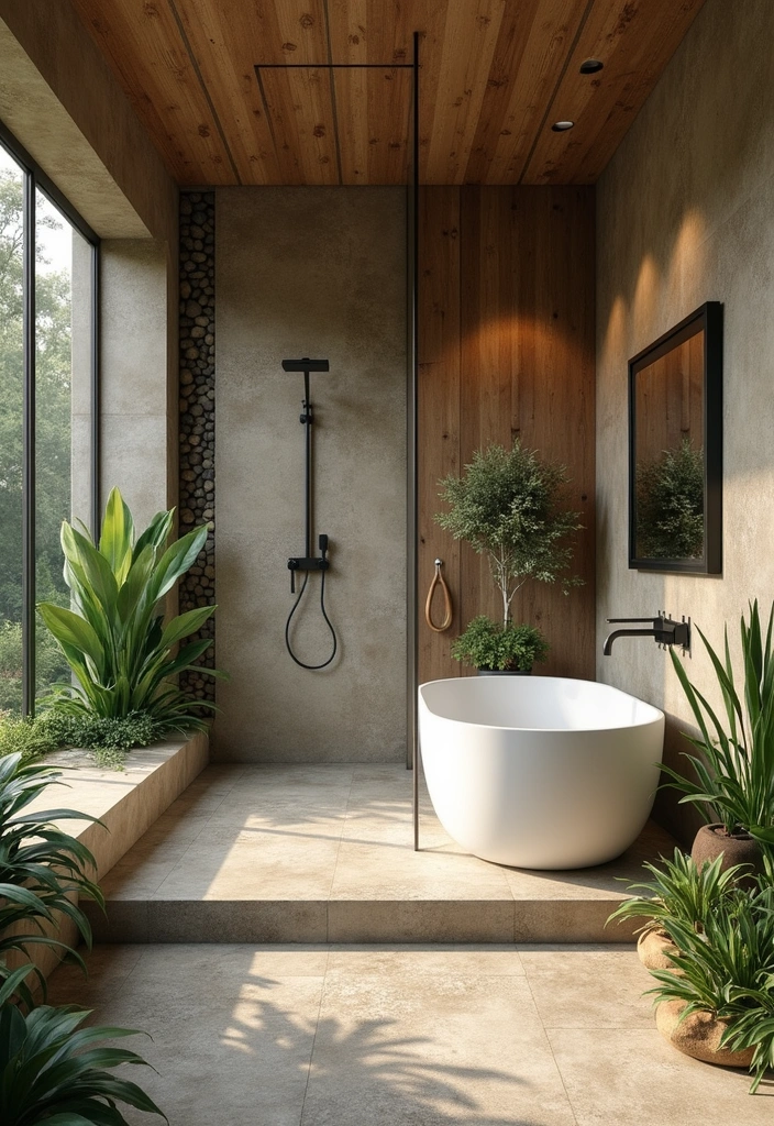 27 Bathroom Ideas Shower and Bath Combos That Work Perfectly - 14. Nature-Inspired Design