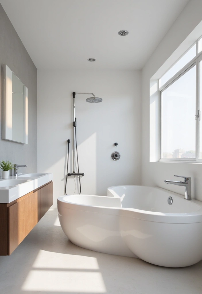 27 Bathroom Ideas Shower and Bath Combos That Work Perfectly - 6. Floating Fixtures