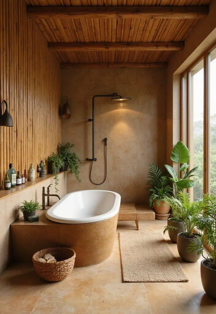 27 Bathroom Ideas Shower and Bath Combos That Work Perfectly - 8. Bamboo Bliss