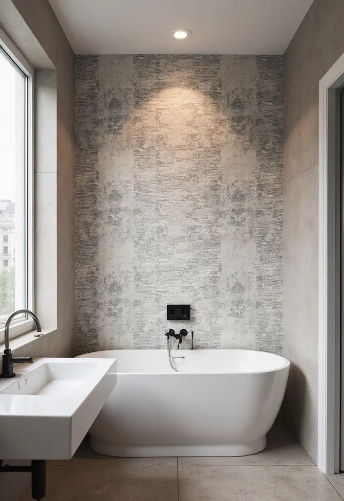 27 Cute Bathroom Aesthetic Ideas That Make Mornings Better - 12. Textured Wallpaper