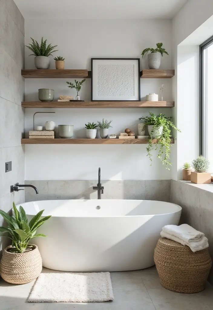 27 Cute Bathroom Aesthetic Ideas That Make Mornings Better - 19. Floating Shelves
