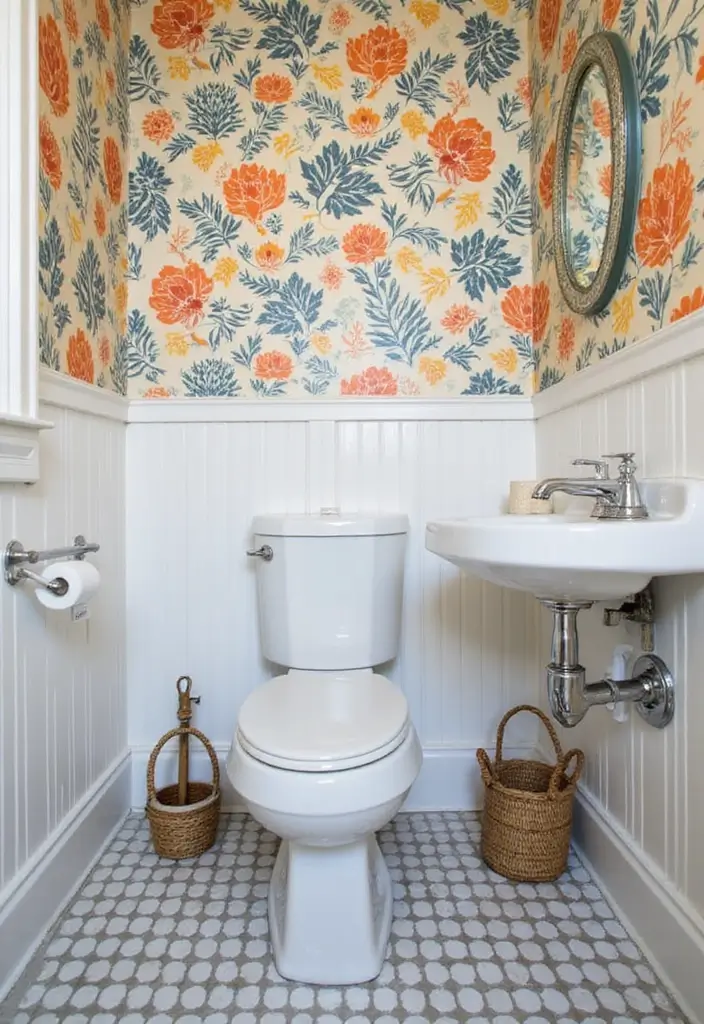 27 Cute Bathroom Aesthetic Ideas That Make Mornings Better - 25. Fun Wallpaper