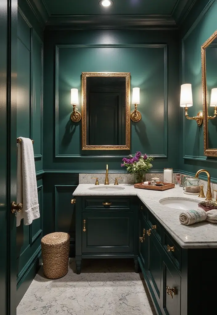 27 Half Bathroom Paint Ideas That Make a Big Impact - 10. Rich Jewel Tones
