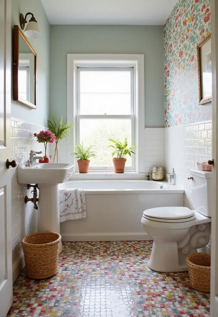 27 Half Bathroom Paint Ideas That Make a Big Impact - 12. Playful Patterns