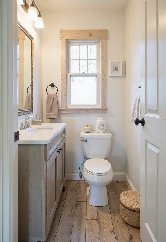 27 Half Bathroom Paint Ideas That Make a Big Impact - 14. Farmhouse Charm