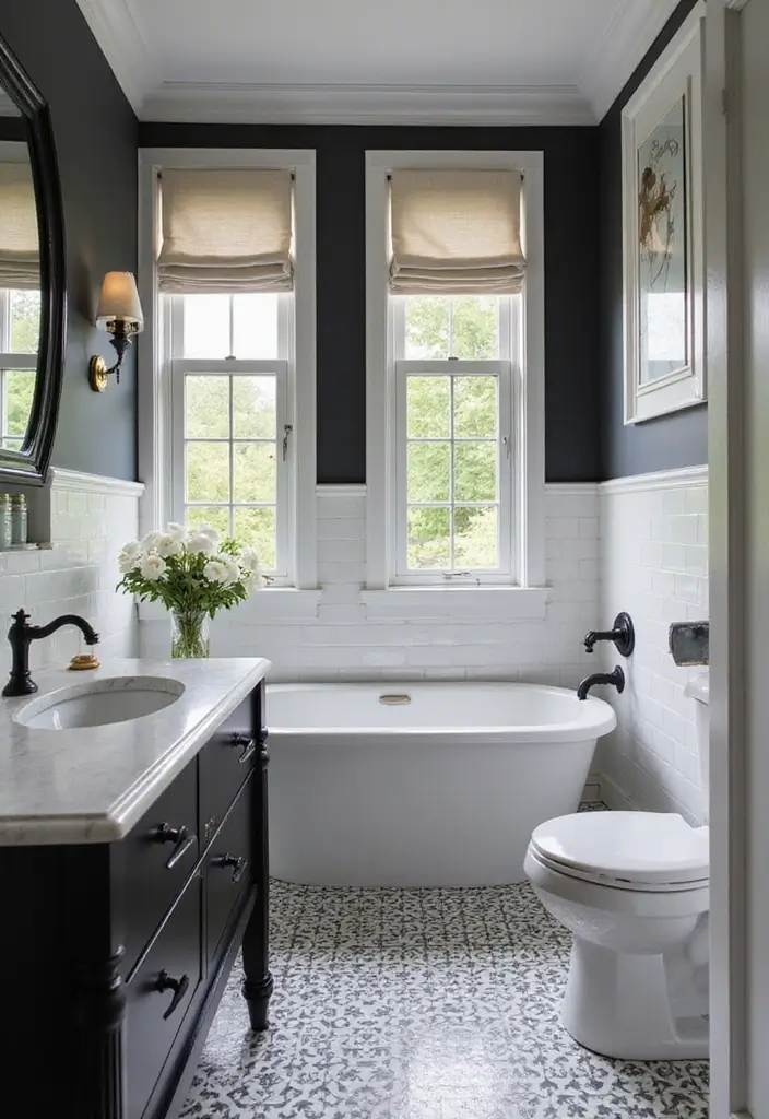 27 Half Bathroom Paint Ideas That Make a Big Impact - 16. Elegant Black and White