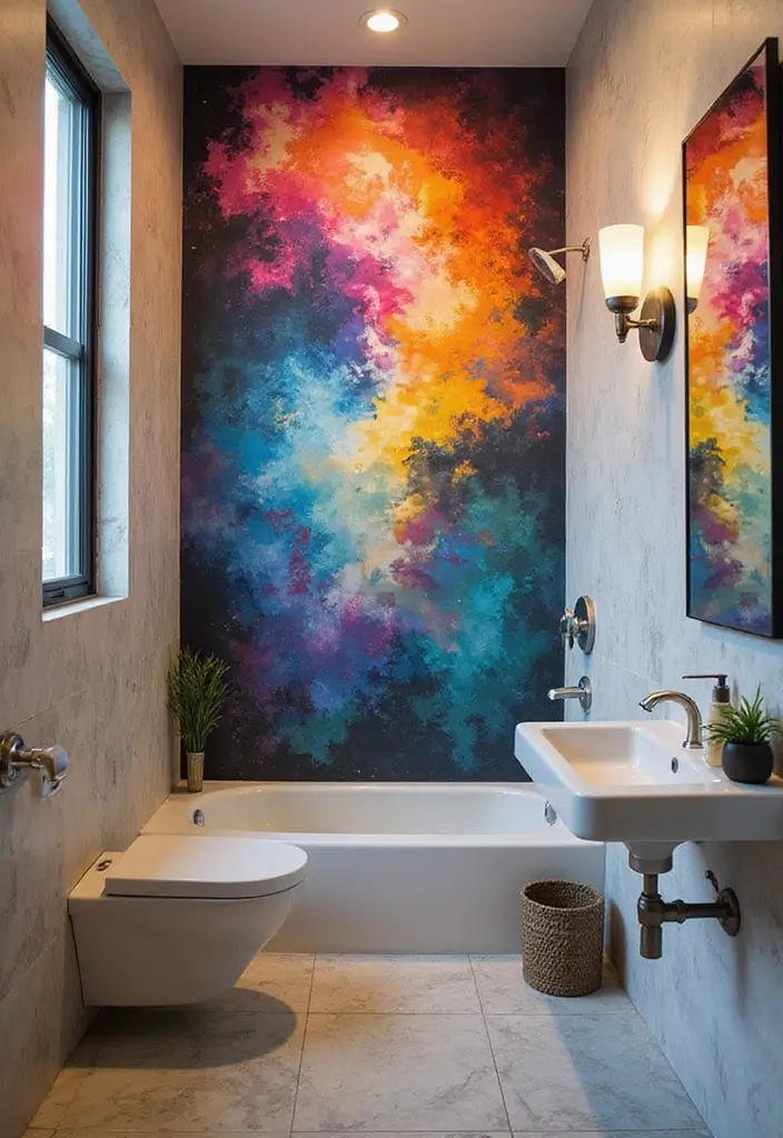 27 Half Bathroom Paint Ideas That Make a Big Impact - 18. Artistic Murals