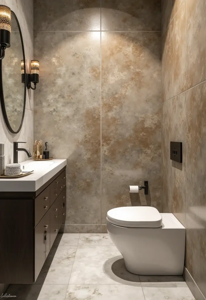 27 Half Bathroom Paint Ideas That Make a Big Impact - 26. Artistic Finishes