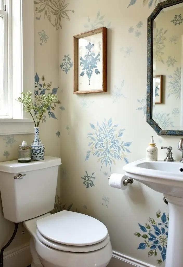 27 Half Bathroom Paint Ideas That Make a Big Impact - 7. Creative Stenciling