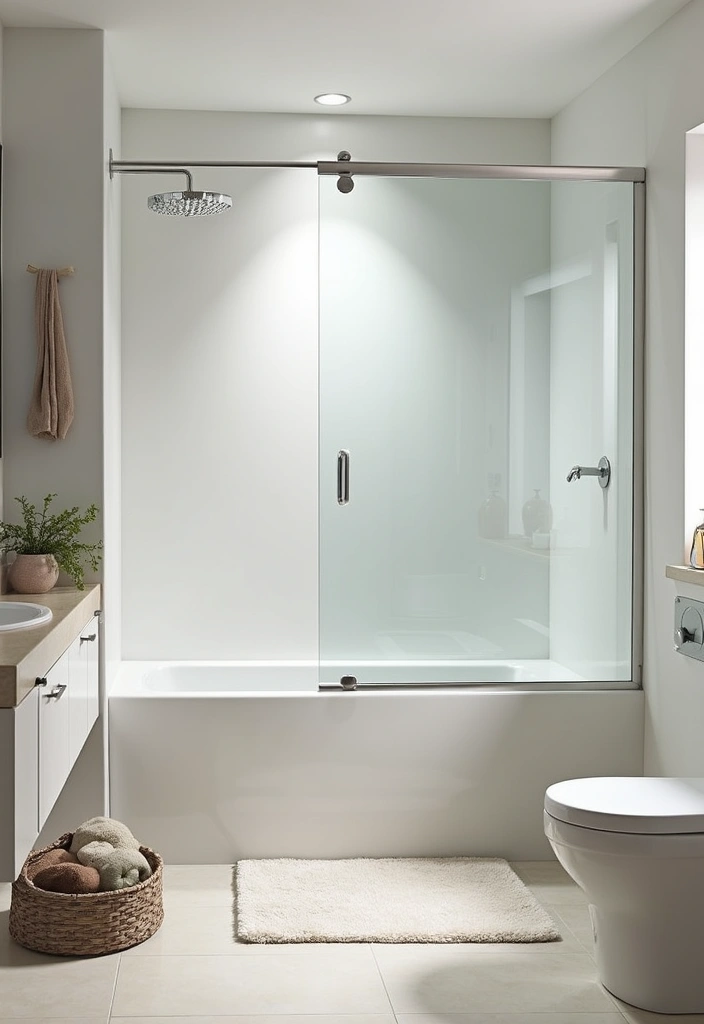 27 Light Bathroom Ideas That Feel Airy and Bright - 12. Clear Shower Curtain