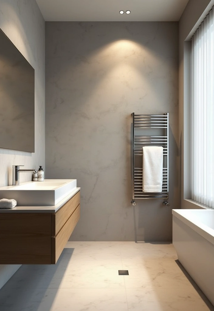 27 Light Bathroom Ideas That Feel Airy and Bright - 14. Towel Warmers