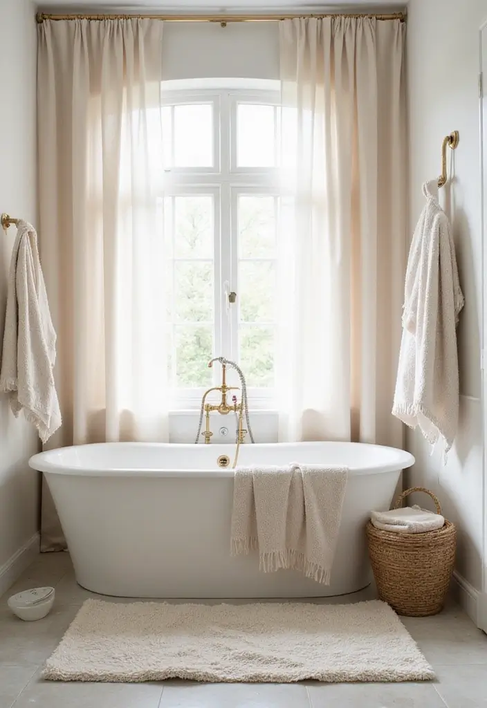27 Light Bathroom Ideas That Feel Airy and Bright - 7. Soft Textiles