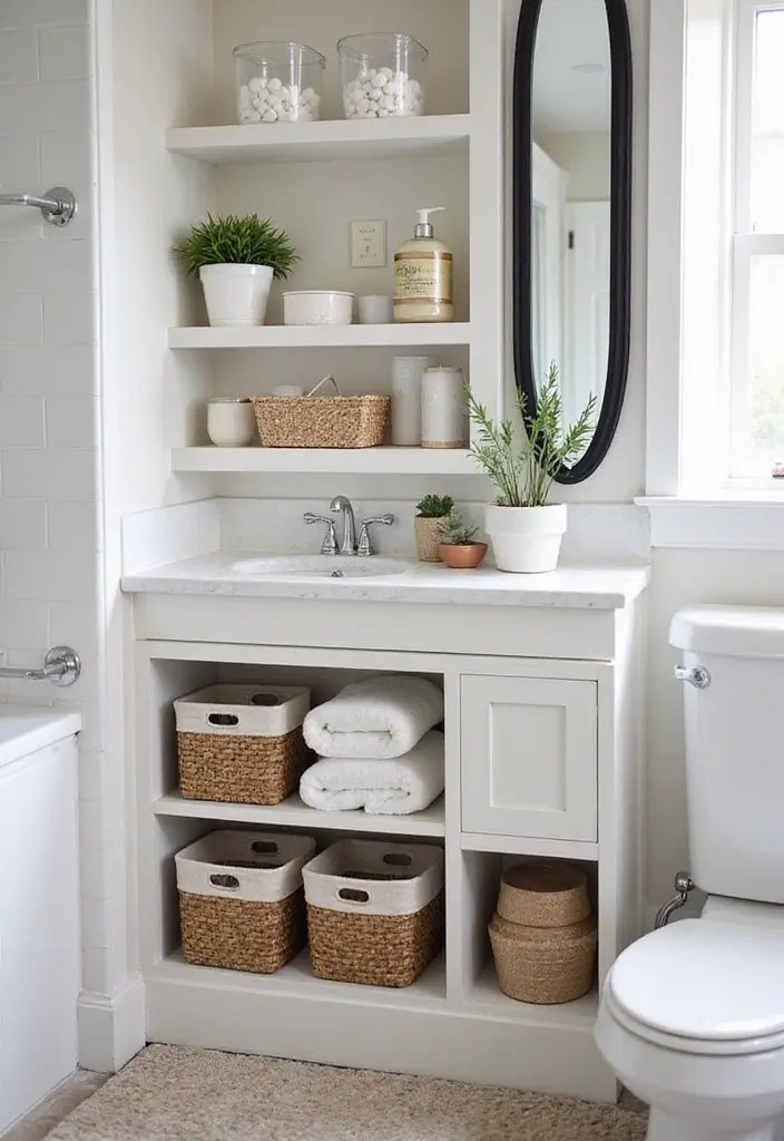 27 Moody Bathroom Decor Ideas With Spa Energy - 12. Creative Storage Solutions