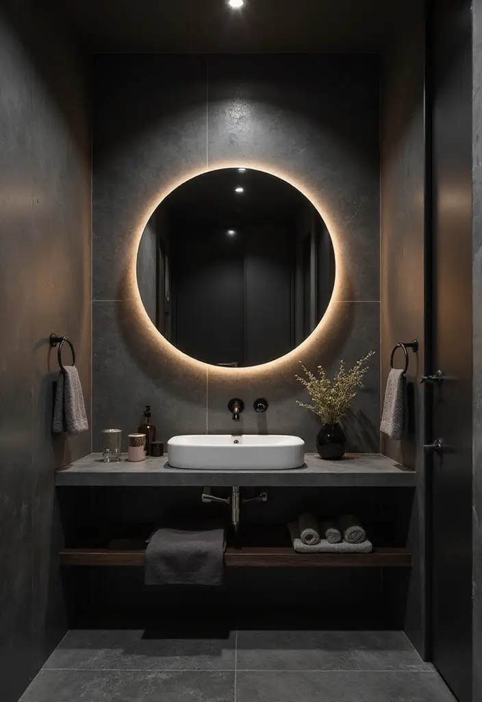 27 Moody Bathroom Decor Ideas With Spa Energy - 15. Dark Accented Mirrors