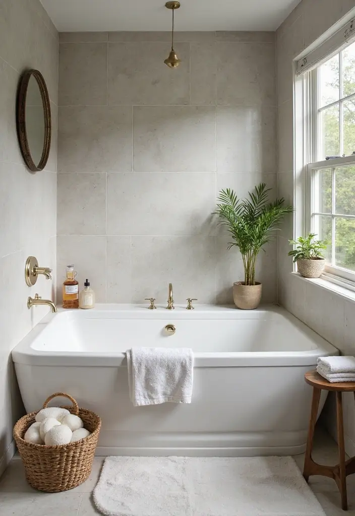 27 Moody Bathroom Decor Ideas With Spa Energy - 18. Statement Bathtub Décor