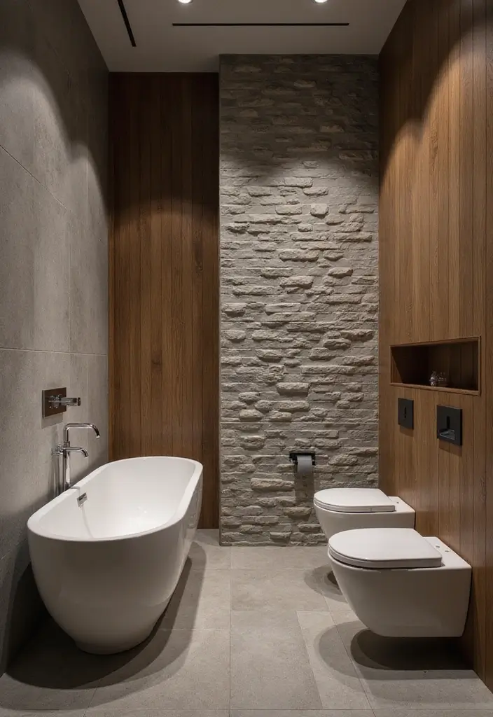 27 Moody Bathroom Decor Ideas With Spa Energy - 9. Textured Walls