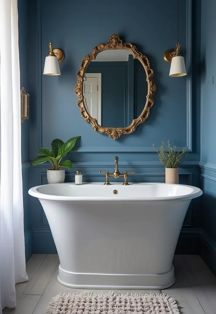 27 Navy and Black Bathroom Ideas That Feel Bold and Modern - 26. Navy Inspired Accessories