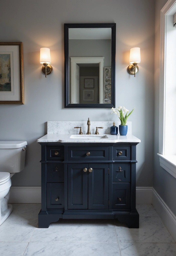 27 Navy and Black Bathroom Ideas That Feel Bold and Modern - 7. Modern Black Vanities