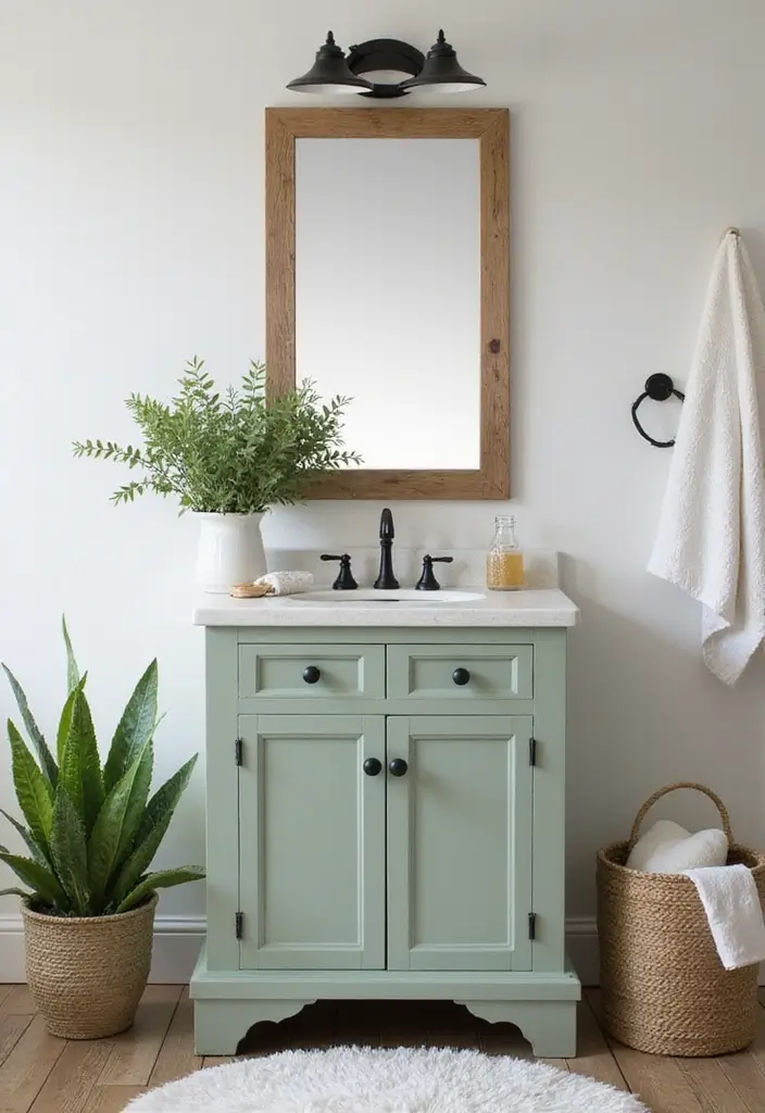 27 Painted Bathroom Vanity Colors That Instantly Refresh Your Space - 1. Soft Sage Green