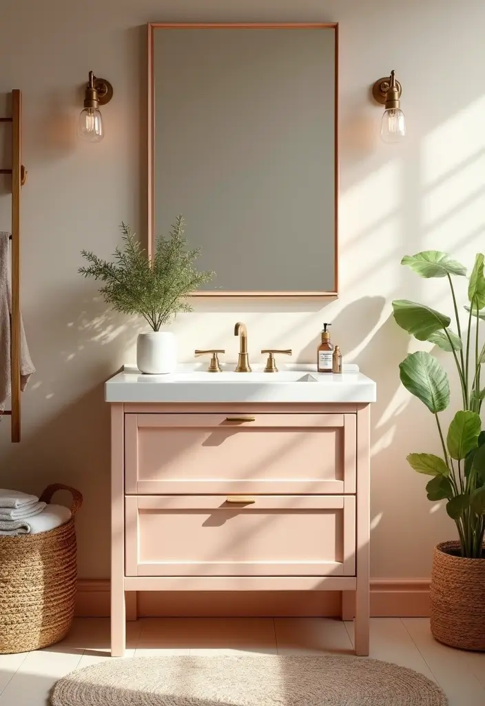 27 Painted Bathroom Vanity Colors That Instantly Refresh Your Space - 14. Pale Peach