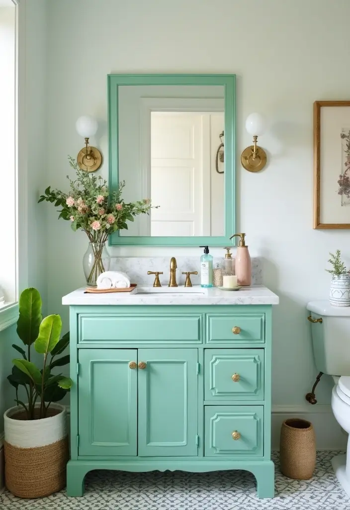 27 Painted Bathroom Vanity Colors That Instantly Refresh Your Space - 18. Lively Mint