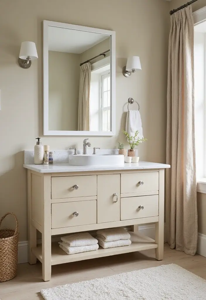 27 Painted Bathroom Vanity Colors That Instantly Refresh Your Space - 20. Soft Sand