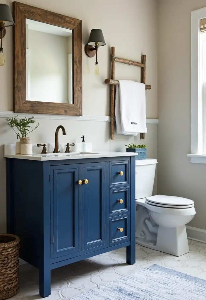 27 Painted Bathroom Vanity Colors That Instantly Refresh Your Space - 22. Bold Indigo