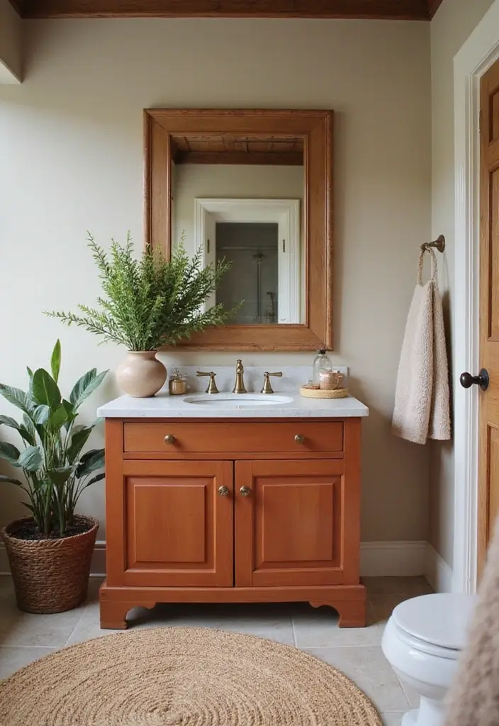 27 Painted Bathroom Vanity Colors That Instantly Refresh Your Space - 25. Earthy Burnt Sienna