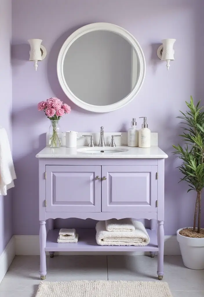 27 Painted Bathroom Vanity Colors That Instantly Refresh Your Space - 7. Soft Lavender