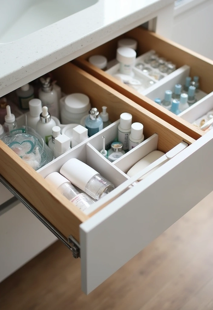 27 Small Bathroom Cabinet Ideas That Add Storage - 15. Drawer Dividers