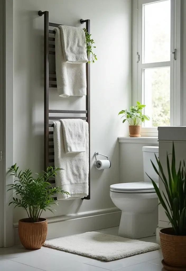 27 Small Bathroom Cabinet Ideas That Add Storage - 19. Space-Saving Towel Racks