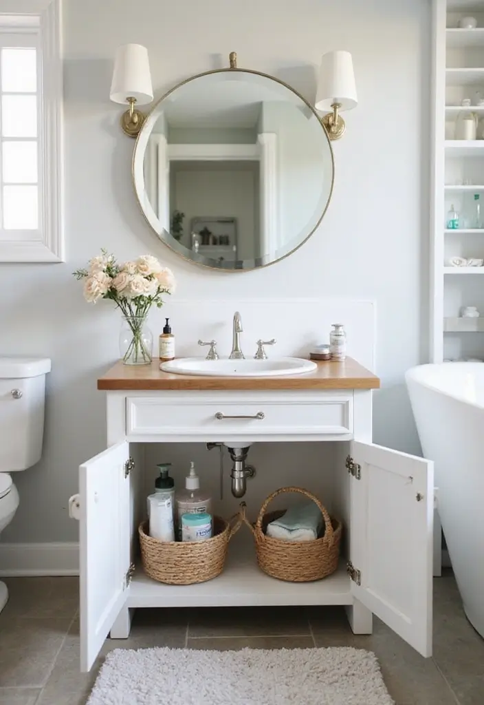 27 Small Bathroom Cabinet Ideas That Add Storage - 2. Under-Sink Solutions