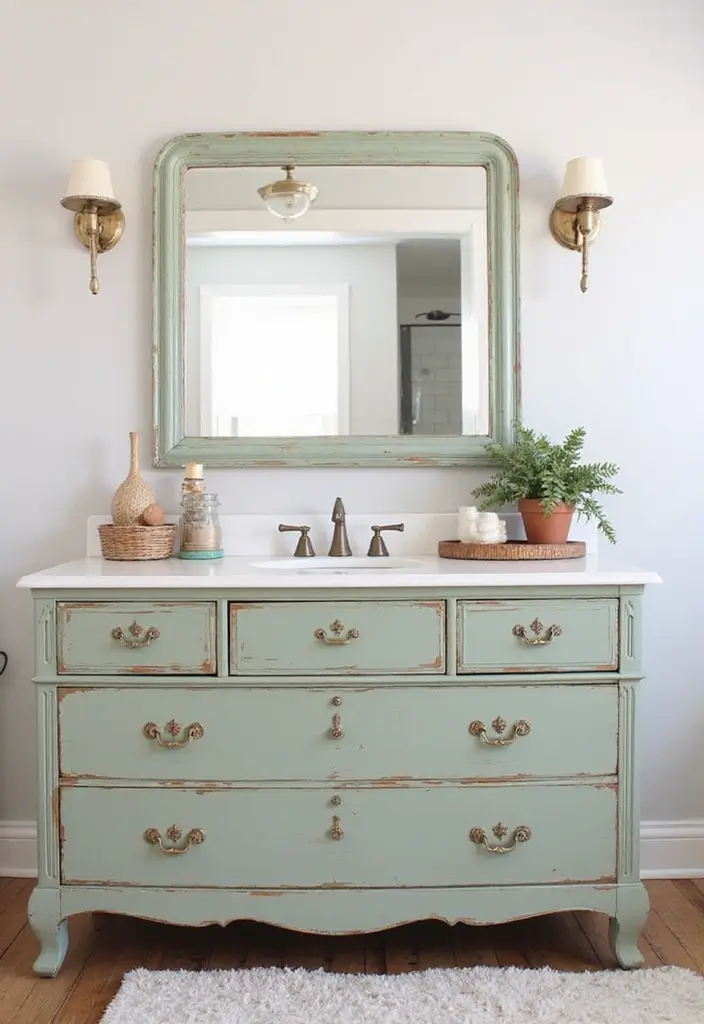 27 Small Bathroom Cabinet Ideas That Add Storage - 4. Repurposed Furniture