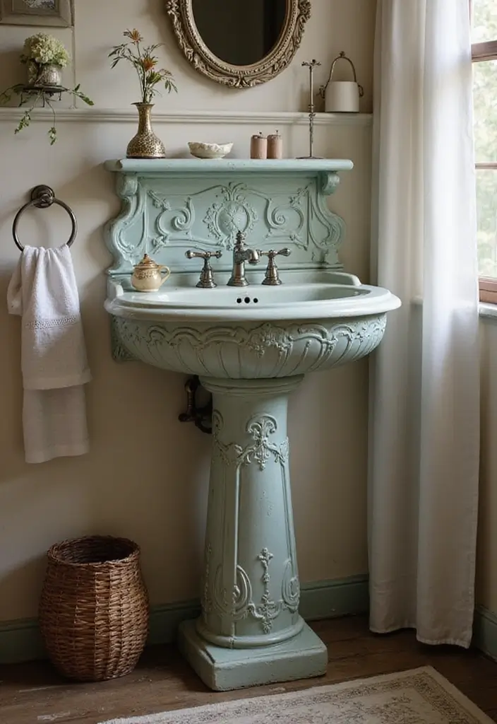 27 Small Bathroom Sink Ideas That Save Space Stylishly - 17. Vintage-Style Sinks