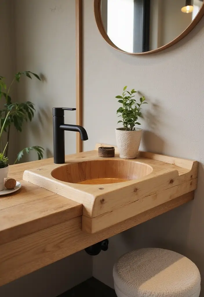 27 Small Bathroom Sink Ideas That Save Space Stylishly - 22. Bamboo Sinks