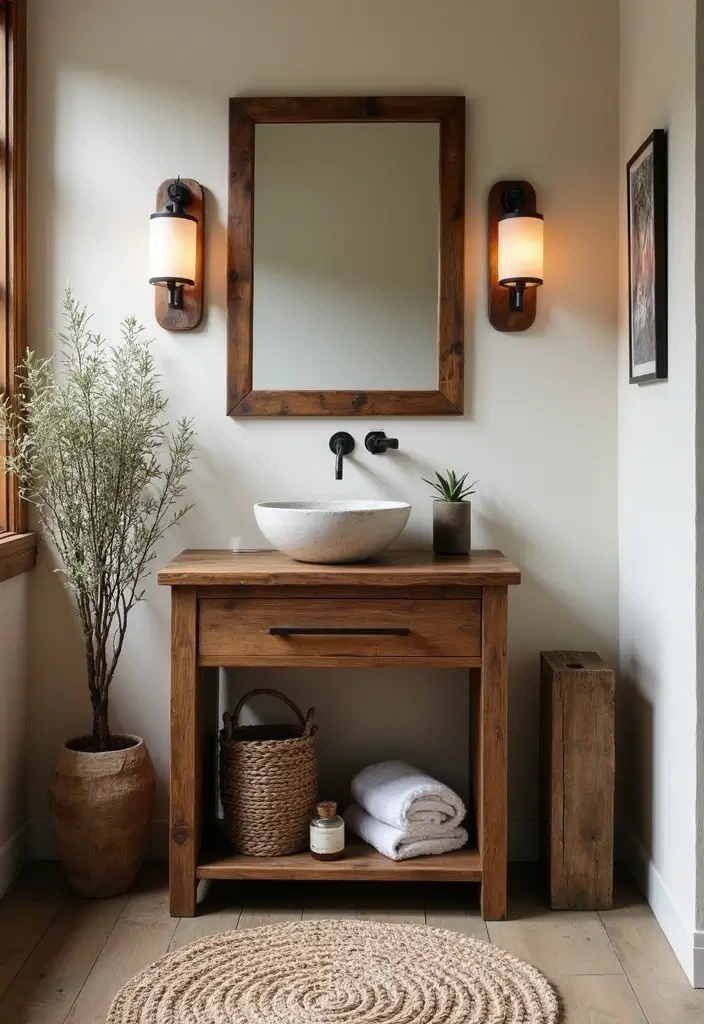 27 Small Cabin Bathroom Ideas With Rustic Charm - 17. Freestanding Vanities