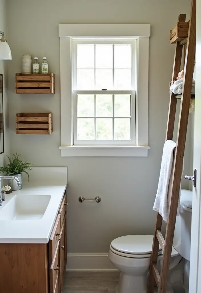 27 Small Cabin Bathroom Ideas With Rustic Charm - 20. Upcycled Materials