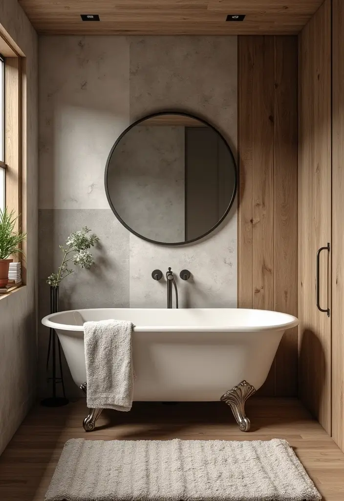 27 Small Cabin Bathroom Ideas With Rustic Charm - 22. Layered Textures